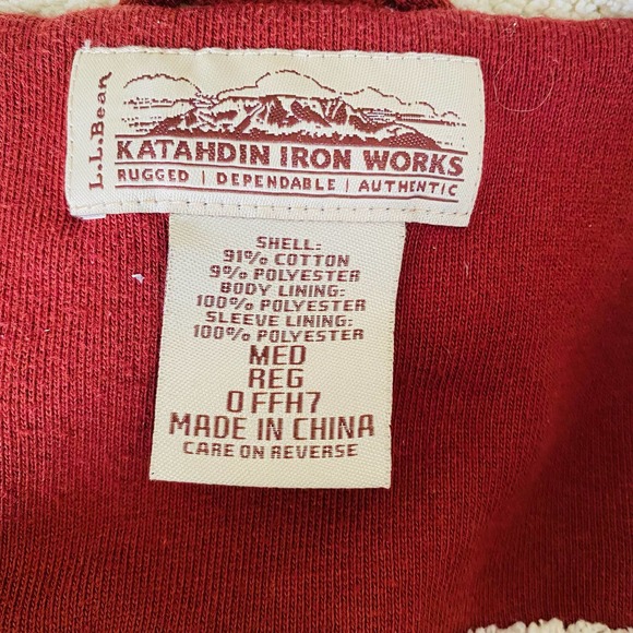L.L. Bean Mens Katahdin Iron Works Heavyweight Hooded Sherpa Cotton Sweatshirt - Picture 6 of 10